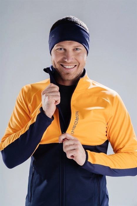 Лыжный разминочный джемпер мужской NORDSKI Premium ORANGE/ BLUEBERRY 443257