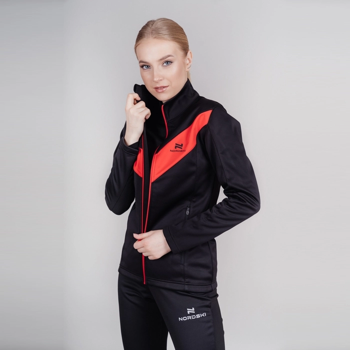 Куртка разминочная NORDSKI Base Black/Red женская 811910