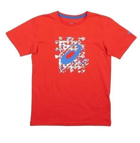 Футболка ASICS SS Label Top red/blue детская 134745Jr-0672